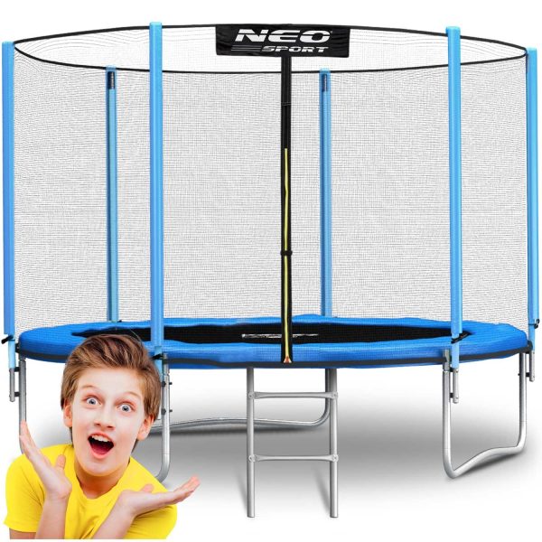 Trampolina ogrodowa, siatka zewnętrzna i drabinka, Neo-Sport, 8ft, 252 cm