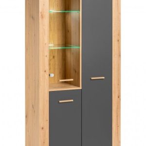 Nowość. szafa z witryną led vega dąb artisan/grafit w super cenie