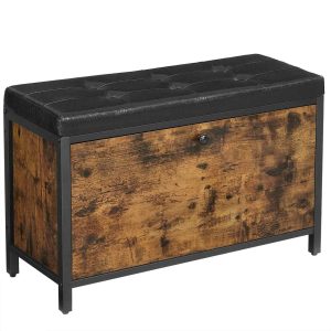 Nowość. szafka z siedziskiem 80x30 cm rustykalna brąz/czarna – super cena