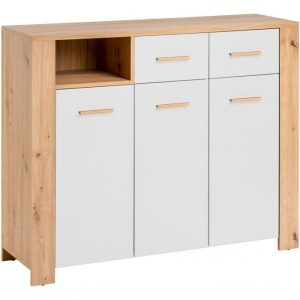 Nowość. komoda vega 125x38x103 cm dąb artisan/biały w super cenie