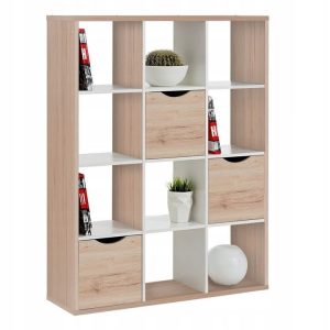 Nowość. regał slash z pojemnikami 110x146 cm san remo/biały – super cena