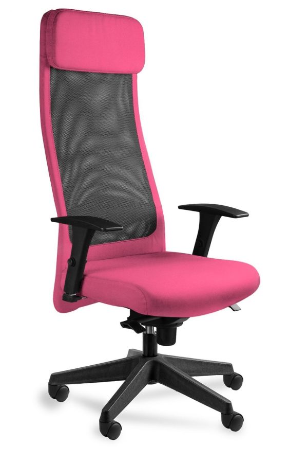 Fotel biurowy, ergonomiczny, Ares Mesh, czarny, magenta