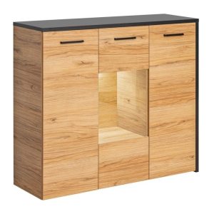 Nowość. komoda toronto z oświetleniem dąb warmia/czarny w super cenie