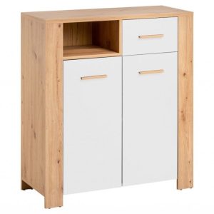 Nowość. Komoda vega dąb artisan/biały 90x38x103 cm w super cenie