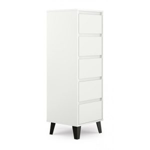 Nowość. wąska komoda scandi 40x39x121 cm biały mat super cena