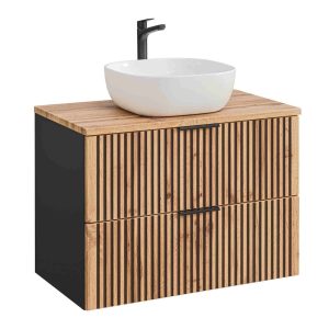 Nowość. Szafka łazienkowa xilo 80 cm dąb wotan z umywalką – super cena