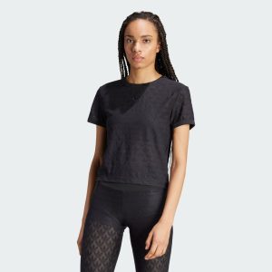 Nowość. Modna koszulka monogram lace cropped w super cenie