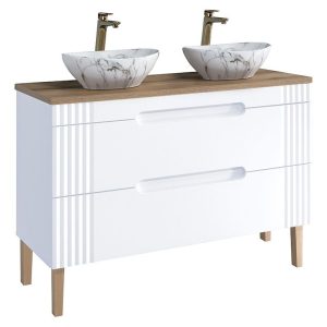 Nowość. szafka z umywalkami fiji 120 cm biała mat – super cena