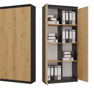 Nowość. regał biurowy antracyt-dąb 80x35x180 cm w super cenie