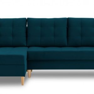 Narożnik lena z funkcją spania, turkusowy – nowość w super cenie