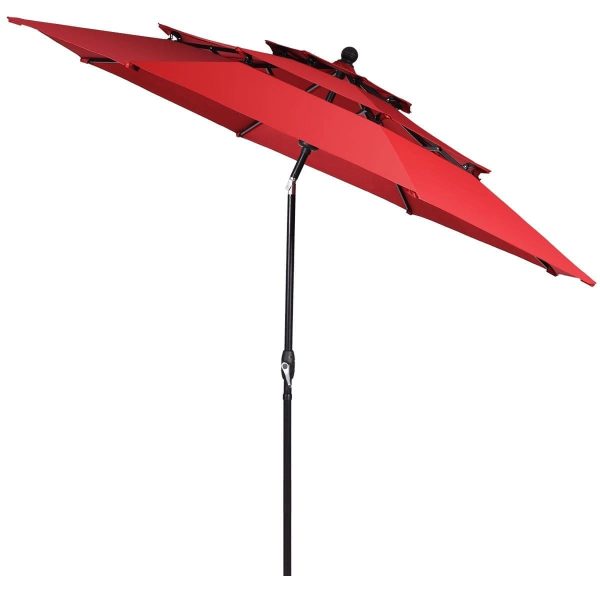 Parasol ogrodowy z systemem wentylacji 305 x 244 cm bordowy