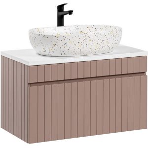 Nowość. szafka z umywalką iconic 80 cm różowa mat – super cena