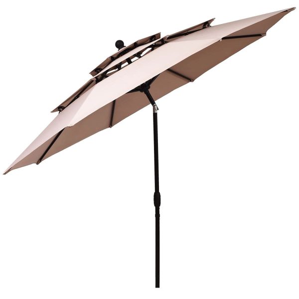 Parasol ogrodowy z systemem wentylacji 305 x 244 cm beżowy