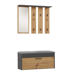 Nowość. wieszak z lustrem i szafką na buty parma w super cenie