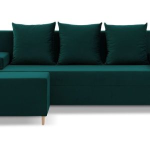 Nowość. kanapa 3w1 z pufą fireze, butelkowa zieleń, super cena