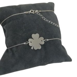 Nowość. srebrna bransoletka koniczyna z grawerem w super cenie