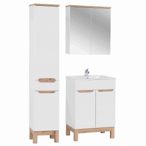 Nowość. super cena: biały zestaw bali 4w1 meble łazienkowe połysk