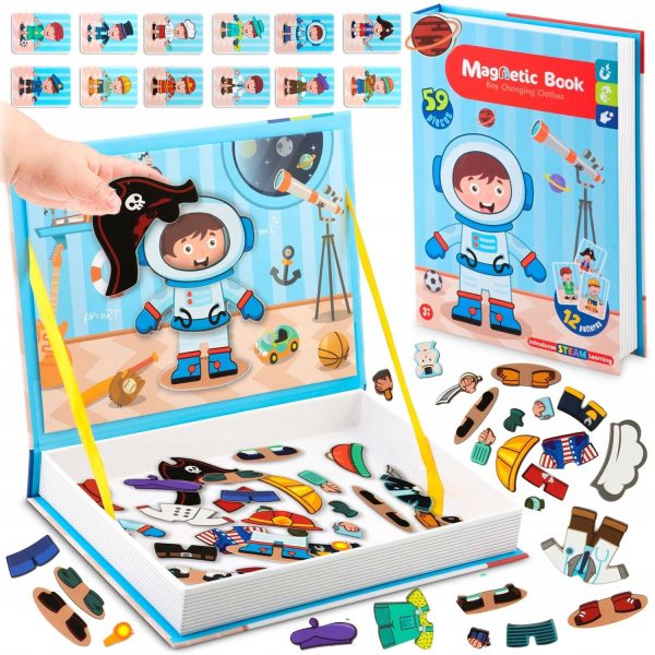 Książka magnetyczna, puzzle, przebieranki, Ricokids