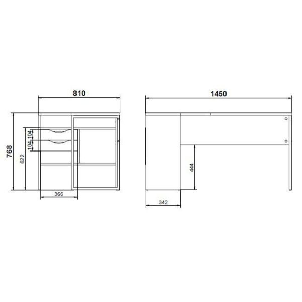 Biurko narożne czarne / dąb sonoma mat 145 cm Function