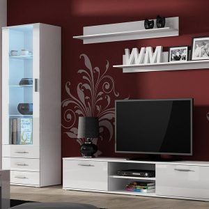 Nowość. meblościanka simple 265 cm biała mat/połysk – super cena