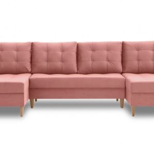 Nowość. narożnik lena u 300x149 cm różowy w super cenie