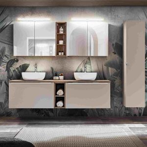 Nowość. santa fe — beżowy zestaw mebli łazienkowych w super cenie