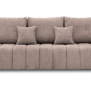 Nowość. kanapa modena z funkcją spania 227 cm, pudrowy róż – super cena