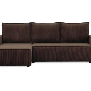 Narożnik lucca sztruksowy z funkcją spania brązowy nowość super cena