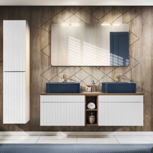 Nowoczesny zestaw łazienkowy iconic biały+dąb vintage super cena nowość