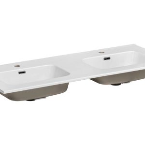 Nowość. podwójna umywalka 121x46 cm biały – super cena