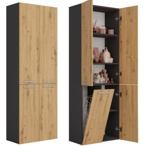 Nowość. słupek łazienkowy nel dąb artisan/antracyt 60x30x174 cm super cena