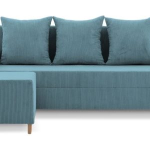 Nowość. błękitna kanapa 3w1 z pufą fireze poso – super cena