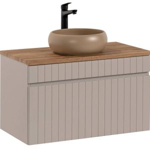 Nowość. szafka z umywalką iconic 80 cm beż mat – super cena