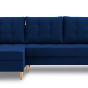 Narożnik lena z funkcją spania, granatowy – nowość w super cenie