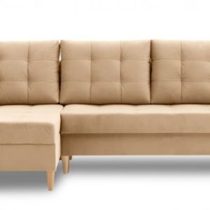 Nowość. Narożnik Lena z funkcją spania, beżowy – super cena
