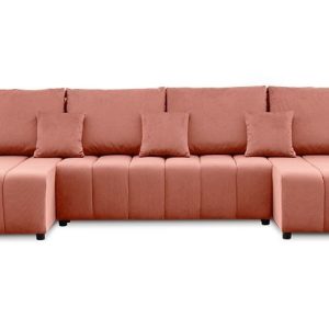 Nowość. narożnik modena u z funkcją spania 307x142 cm różowy w super cenie
