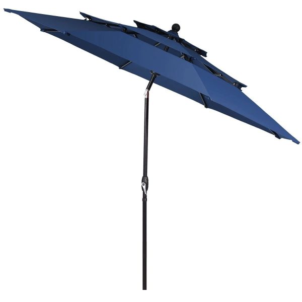 Parasol ogrodowy z systemem wentylacji 305 x 244 cm granatowy