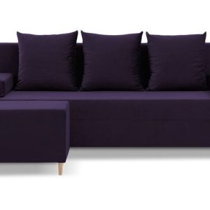 Kanapa 3w1 z pufą fireze kronos 191 cm fiolet, nowość w super cenie