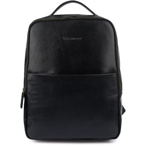 Plecak skórzany na laptopa 15,6 biznesowy duży A4 pojemny czarny premium Beltimore N05