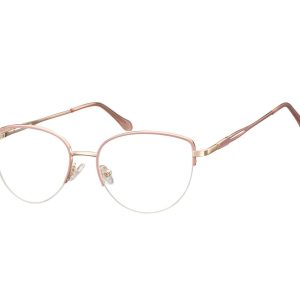 Damskie okulary żyłkowe zerówki oprawki korekcyjne kocie oczy Flex 898G różowo-złote