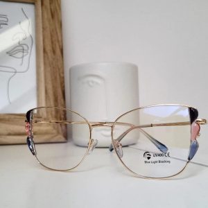 Damskie kocie okulary zerówki do komputera BLUE LIGHT z flexami 25129A