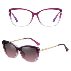 Damskie okulary do komputera z nakładką przeciwsłoneczną Clip-on 25117B