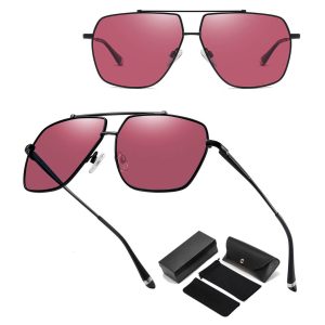 Duże okulary przeciwsłoneczne pilotki z polaryzacją STL54A czarne/czerwone