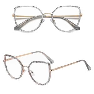 Damskie kocie okulary zerówki do komputera BLUE LIGHT z flexami 25137A szary/złoty