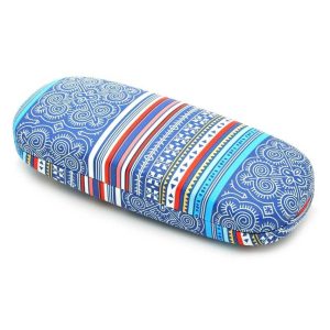 Twarde etui na okulary niebieskie w orientalny wzór ET-111C