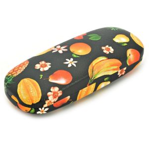 Twarde etui na okulary czarne w kolorowe owoce ET-109A