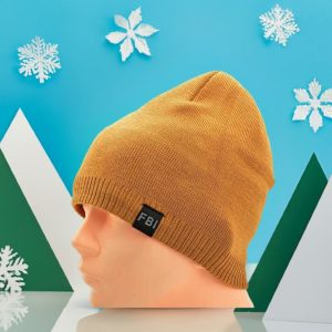 Musztardowa Męska Zimowa Czapka z polarem - L/XL FBI ST-508D