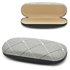 Twarde etui na okulary szare w romby ET-110C