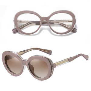 2w1 Okulary damskie do komputera + nakładka przeciwsłoneczna na magnes Clip-On 25174B beżowy brąz