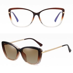 Damskie okulary do komputera z nakładką przeciwsłoneczną Clip-on 25117A